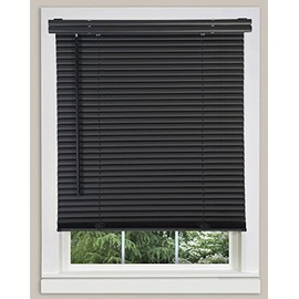 Classic Touch Cordless 1" Light Filtering Mini Blind, 24" Wide x 64" Long, Black