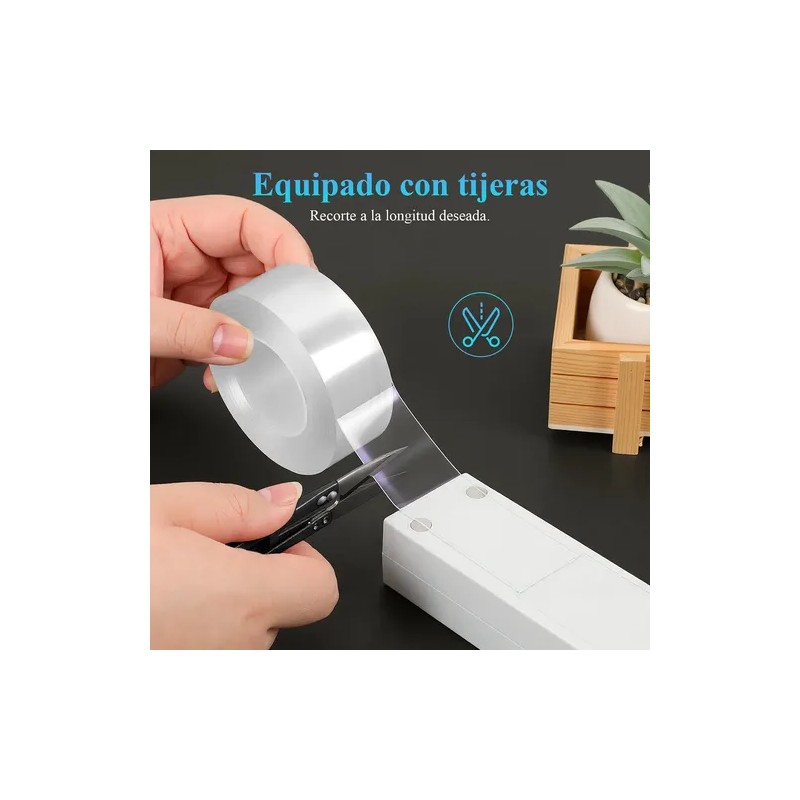 Cinta Nano Adhesiva De Doble Cara Lavable Reutilizable 20m