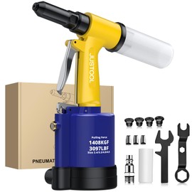JUSTOOL Heavy Duty Pneumatic Rivet Gun 3097lbs Air Rivet Gun Set-3/32", 1/8", 5/32", 3/16" Air Riveter with NPT 1/4 inch Air Hydraulic Riveter for Automotive Construction Maintenance Industries & DIY