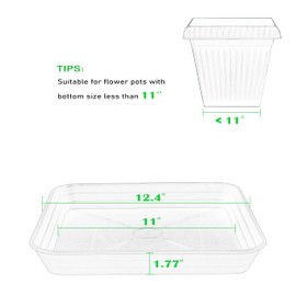 Feyvdzv 2 Pack Square Plant Saucer Tray 12 inch, Heavy Duty Plastic Plant Saucers for Indoors Outdoor, Flower Plant Drip Trays for Pots, Square Seed Starting Tray, Seedling Growing Trays
