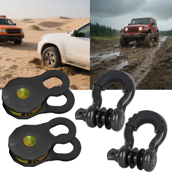 Aaiwa 2x 12T Snatch Block Towing Pulley w/ Shackle Heavy