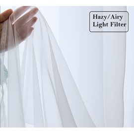 PI White Sheer Tier Curtains 30 Inches Length with Grommet,Short Voile Half Window Curtain for Kitchen/Bathroom/Farmhouse/Basement 2 Panels (W42 X L30,Optical White)