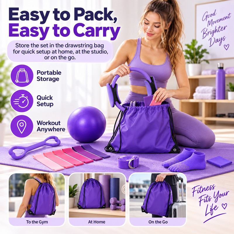 13-Piece Pilates Exercise Kit for Home Workouts – Portable Ball