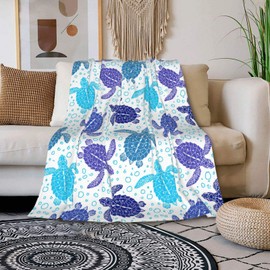 Bomugtee Turtle Super Soft Throw Blanket for Bed Couch Sofa Lightweight Travelling Camping Throw for Kids Adult 50"x 60"