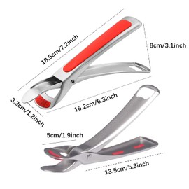 Wilsonzin Kitchen Retriever Tongs Stainless Steel Non-Slip Gripper Bowl Pan Dish Gripper Clips Anti-scalding Tongs Anti Hot Dish Plate Bowl Clip Handle for Carrying and Gripping Hot Pans