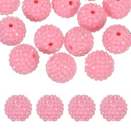PATIKIL 20mm Resin Rhinestone Beads for Beadable Pen, 20 Pack Ball Disco Sparkly Chunk Round Bubblegum Beads for Beadable Keychain Jewelry Making DIY Craft, Pink