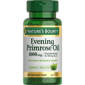 Nature's Bounty Primrose Oil 1000mg, Promotes Women's Health, Herbal Supplement, Gluten Free, 60 Rapid release Softgels