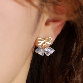 Aneneiceera Vintage Winzigen Kristall Baumeln Ohrringe Gold Filigranen Bogen Ohrstecker Kleine Strass Ohrring Cz Maiglöckchen Blume Ohrringe Schmuck Für Frauen