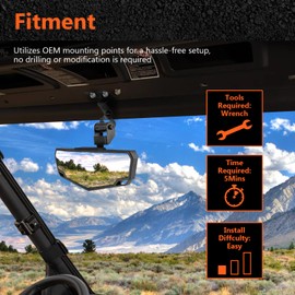 BARQUPO Convex Rear View Center Mirror Wide Angle Foldable Curved Rearview Mirrors Compatible with CFMOTO Uforce XL 1000 2019-2025