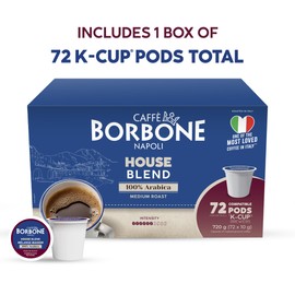 Caffe Borbone House Blend Coffee (72 Count) – Medium Roast, 100% Arabica, Roasted in Italy with Rich and Smooth Taste – Single Serve Coffee Pods Compatible with K-Cup Brewers
