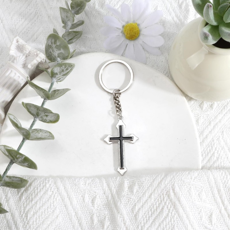 OBEISN Elegant Keyring with Classic Cross Design, as a Gift