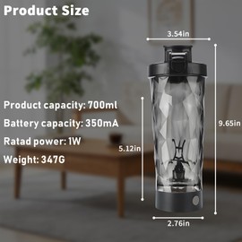 hisptgo Premium Electric Protein Shaker Bottle, Sports Nutrition Mixer, Electric Water Shaker (Black)