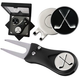 Adhere Golf Ball Markers Personlized Logo Enamel with A Strong Magnetic Hat Clips A Premium Golf Gifts for Golfer (Golf Club Ball Markers & Divot Tool Gift Set)