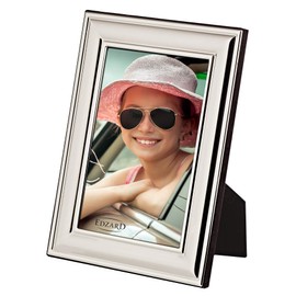 EDZARD Sunset Picture Frame for Photo 10 x 15 cm Silver-Plated Tarnish-Resistant with Velvet Backing Includes 2 Hangers Photo Frame for Standing and Hanging