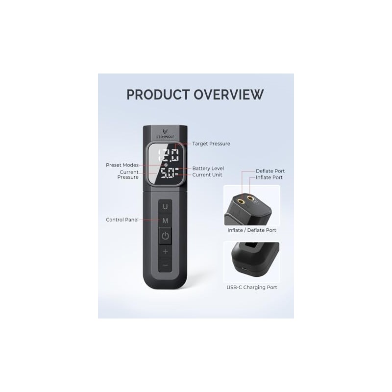 ETENWOLF P200 Electric Ball Pump with Digital Pressure Gauge