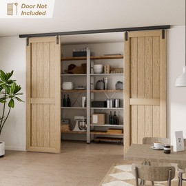 BONIKLUBA 10FT Ceiling Mount Box Rail Barn Door Hardware Kit,Heavy Duty Steel Sliding Barn Door Track,Fit Interior and Exterior Double Door,Easy Install(No Door)