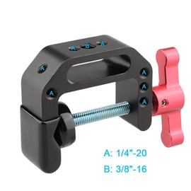 camvate Universal Camera C Shape Clamp Clip Metal Maximum 口開ke 42 mm 1/4" 3/8" Screw Holes, with Photo and Camera, Monitor Accessories (Red T Shape Handle