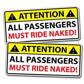 Funny Passengers Ride Naked Sticker Warning Decal Car Truck Boat Jet Ski