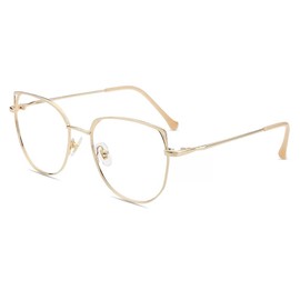 Firmoo 2023 Cat Eye Blue Light Blocking Reading Glasses 1.0, Readers Glasses Anti Glare Reduce Headaches for Computer Use,Gold