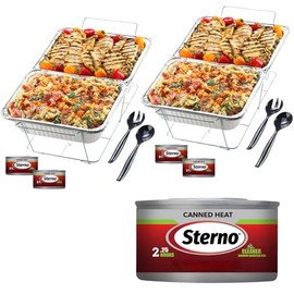 Sterno Buffet Kit Disposable Chafing Dish Buffet Set - Chafing Dishes for Buffet with Canned Heat - Catering Food Warmers & Food Warming Trays for Buffet Party - 18-Piece Chafing Dish Set