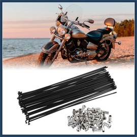 INFINAUTO 40pcs Bicycle Carbon Steel Spokes 12G Bike Spoke 219mm Length with Nipples for Most Bicycle Black Stylish Design