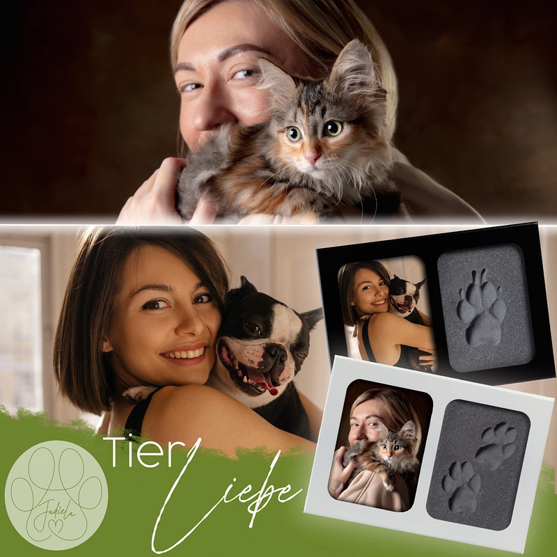 Jadiela Paw Print Set, Dog or Cat 3D Picture Frame,