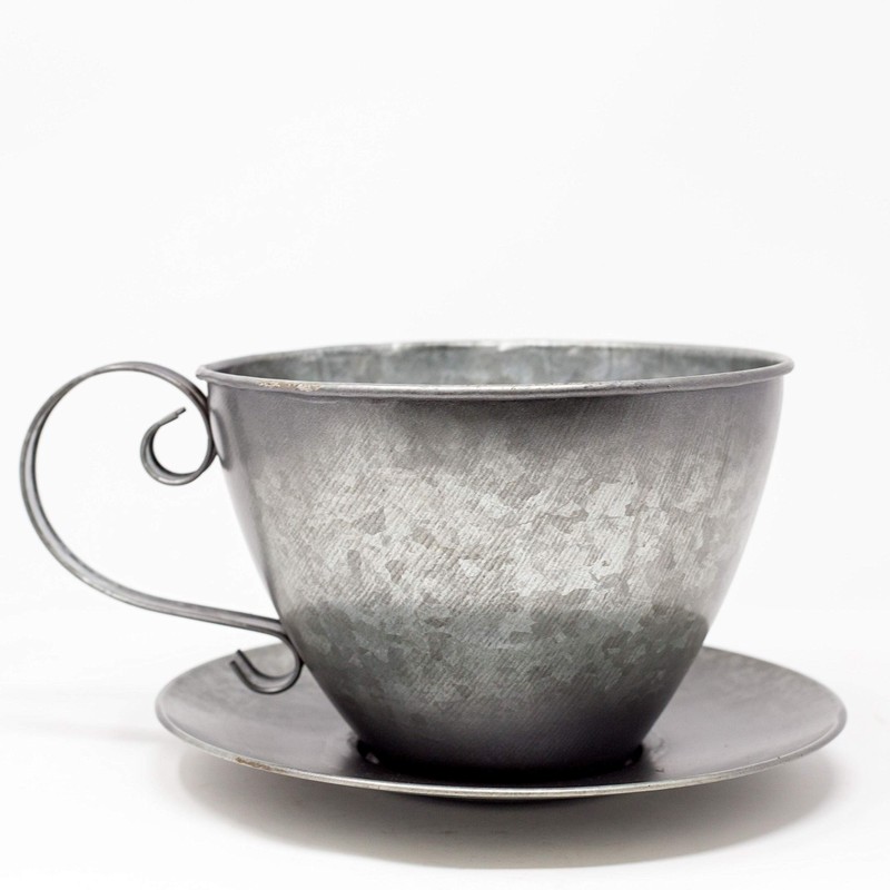 Boston Warehouse 35627 - Taza y platillo, metal galvanizado