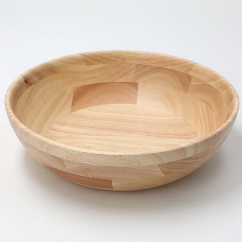 Nitori 8964236 Wooden Bowl, Round Bowl, Rubber, 9.4 inches (24