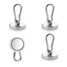 32 mm Neodymium Magnetic Hooks, Pack of 4 Magnetic Hooks, 360° Rotatable Magnetic Hooks, Neodymium Magnets with Hooks, Magnet with Hook, 36 kg Pull Force Magnet, for Refrigerators Kitchens