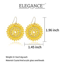 Yellow Earrings For Women Summer Beaded Crystals Glass Bead Dangle Drop Bohemia Beach Statement Earrings