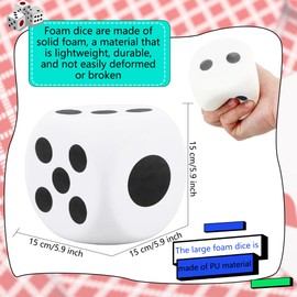 Cotiny 2 Pack 6 Inch Large Dice Set Large Soft Foam Dice Giant Squishy Square Dice Toys for Family Educational Toys Parent Child Board Games Nights Casino Themed Party Decoration (Color Set 1)