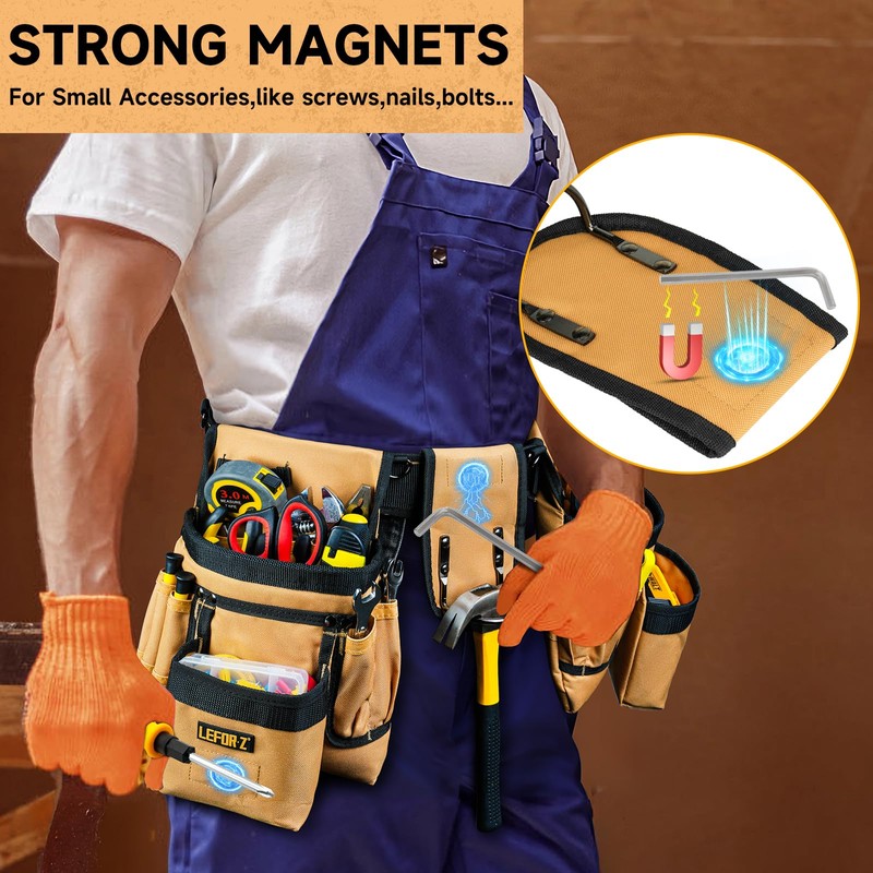 Tool Belt,Magnetic Tool Pouch,27-Pockets Heavy Duty Tool Belts for Men