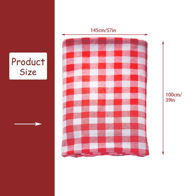 Rumyve Red and White Checkered Table Cloth,Washable Check Fabric Tablecover,Plaid
