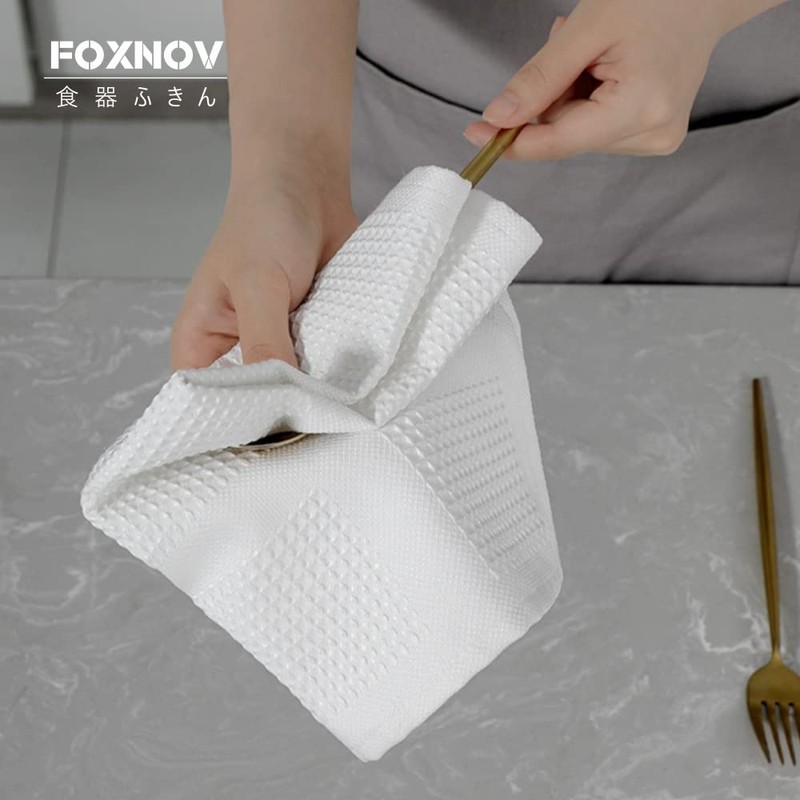 FOXNOV Dish Towel, For Dishes, Water Absorbent, Kitchen Cloth, Nearby
