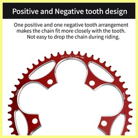 QUARKZMAN Narrow Wide Chainring for Speed Road Bike for 130 BCD Bicycle Chainring 225.3 mm/8.87 Inch Red CNC Aluminium Alloy Pack of 1