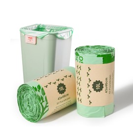 ROWNYEON 10L Compost Bags Compostable Bags for Small Food Waste/Countertop Bins Extra Thick Biodegradable Compost Trash Bag with Australian Bioplastic Certified AS4736/AS5810, 2.6Gal, 100 Count