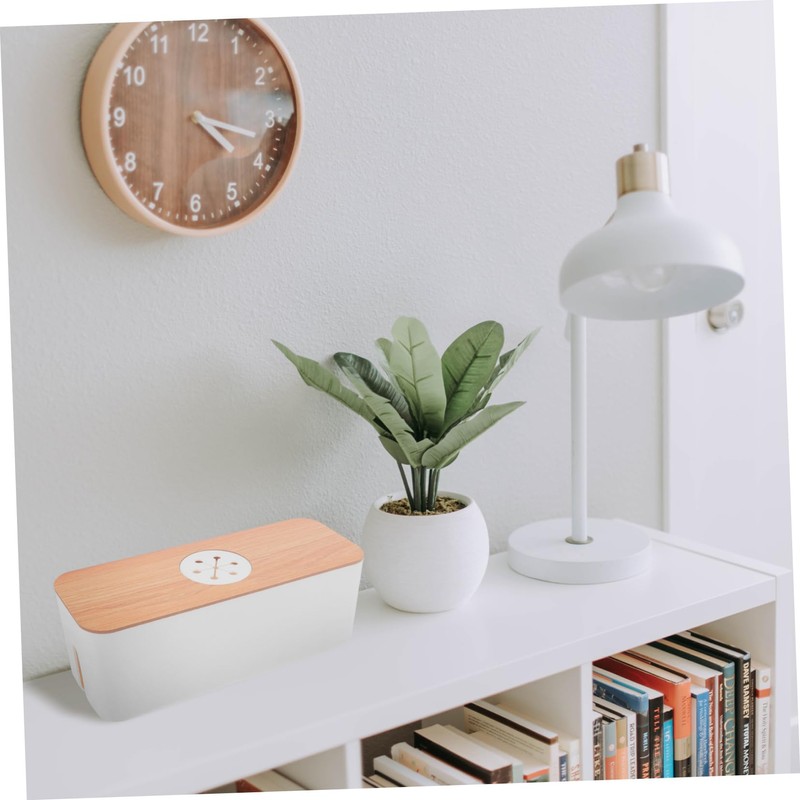 KOMBIUDA 1Pc Round Holed Cable Box Desktop Power Line Organizer