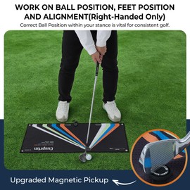 Cusprtm Magnetic Golf Stance Towel & Alignment Training Aid (Right Handed) – Dual-Sided Proper Ball Position & Foot Placement Tool – Pro Setup from Driver to Putting – Portable Golf Accessories