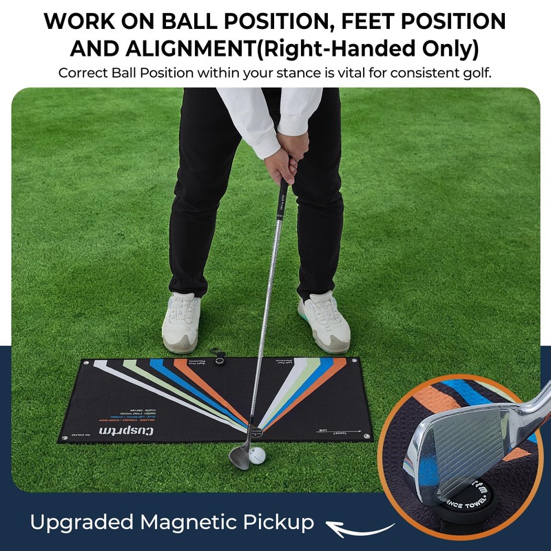 Cusprtm Magnetic Golf Stance Towel & Alignment Training Aid (Right