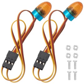2Pcs ShareGoo RC Flashing LED Lights kit Led Lamp Rotating Beacon Light Compatible with Traxxas TRX4 SCX10 1/10 RC Crawler Engineering Excavator Car 1/14 Tamiya Tractor RC Car Truck (Orange)