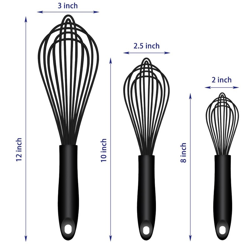 OYV Dishwasher Safe Silicone Whisk, Sealed Waterproof Design Set of