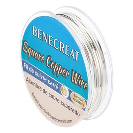 BENECREAT 32.8Feet(10m) 0.75mm Square Copper Wire, Silver Tarnish-Resistant Copper Craft Wire for Jewelry Making, Making Hobby Craft, Floral, Decorations