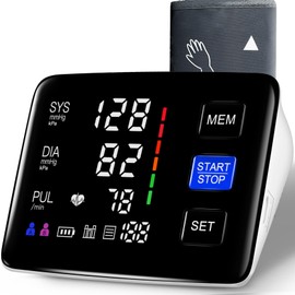 Blood Pressure Monitor, Extra Large Blood Pressure Cuff Upper Arm Blood Pressure Machine, LED Color Backlit Screen, Inclued USB Cable and 4 AAA Batteries