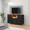 LYNCOHOME Black Dresser with Power Outlets and LED Lights, 43"