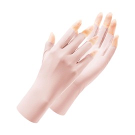 LOZTBUE 1 Pair Fingerless Gloves Sun Protection Gloves for Women UV Protection Cool Silk Gloves Sun Protection Driving Gloves Unisex for Outdoor Activities, pink