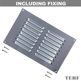 TERF® 9'' X 6'' Aluminium Louvre Air Vents 9'' X 6'' Grill Wall/Door Cover Ventilation Plate including Fixing Screw - Pack of 2