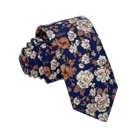 Kebocis Corbata de algodón para niños, Floral Azul Marino #4, 47"
