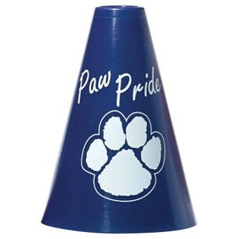 Anderson's Exclusive Blue and White Paw Pride 7" Megaphone Noisemaker Boost School Spirit Cheerleader Sports Football Basketball Homecoming Squad Team Party Dance Club Performance Fan Pack of 10