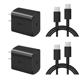 2 Pack 25W Charger for Sam Sung,USB C Fast Charging Plug and 5.9 Feet Type-C Cable,Compatible with Galaxy S24/S24Ultra/S24+/S23 Ultra,S22,S21/S20 FE,S20,S10,Note 20,A12,A13,A14,A33,A53,A54 (25W)