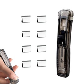 Clam Clip Dispenser with 8 Resuable Refill Clips, Portable Paper Clam Clip Dispenser for School, Offices, Homes, Paper Clips for Fixing Loose Leaf Paper, Documents, Reports (Black)